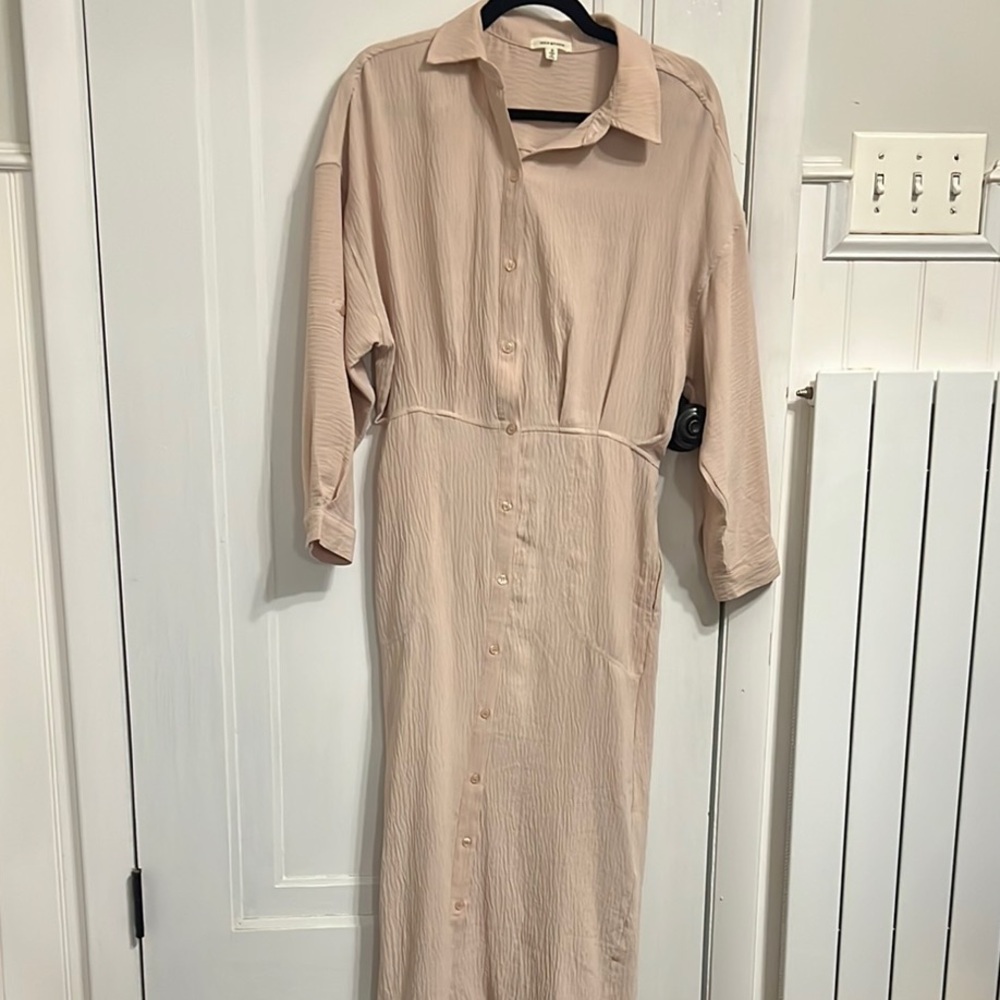 MAX STUDIO Elegant Beige Button-Down Midi Dress S